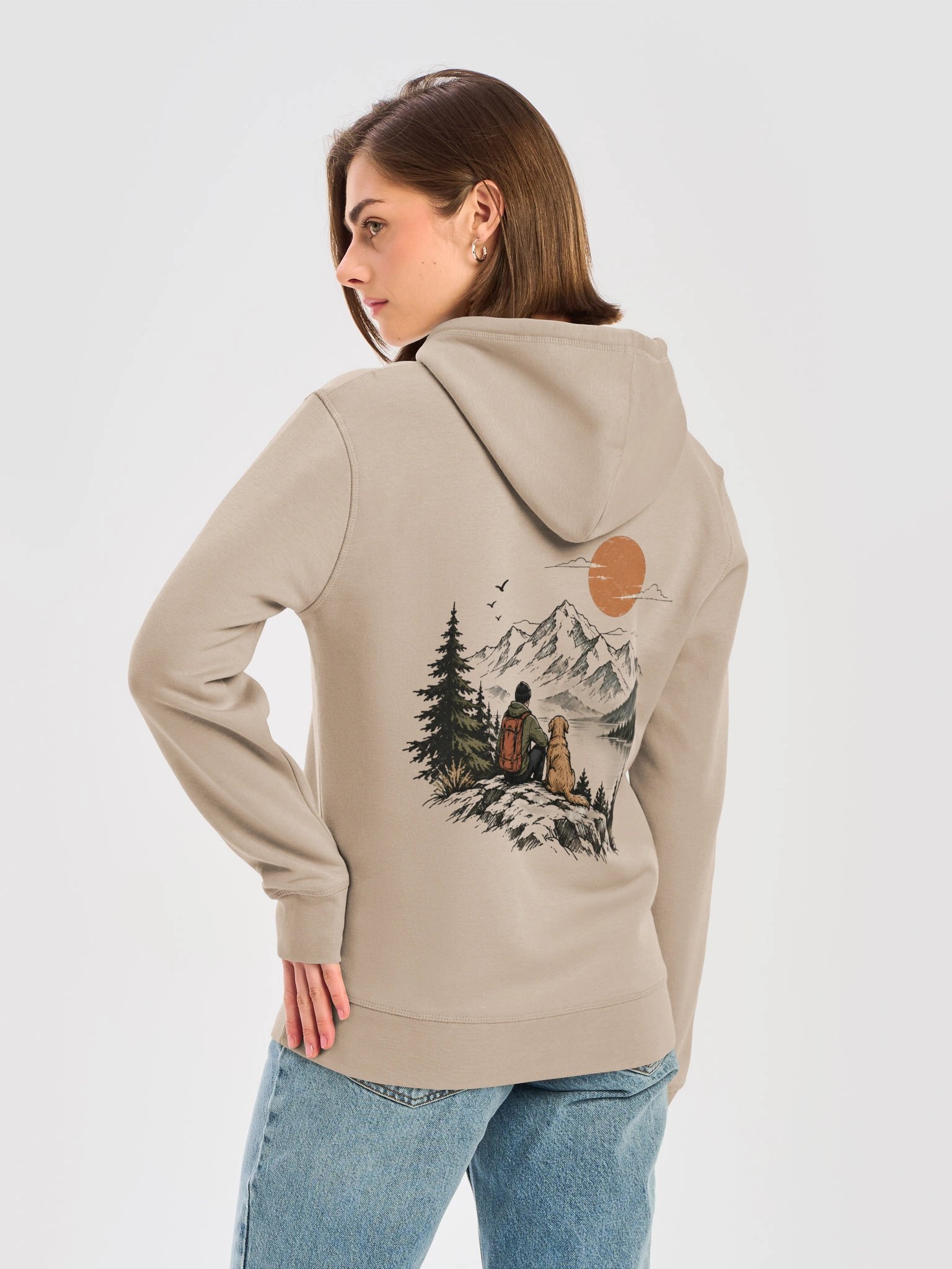 Mountain Adventure Hoodie – Hiker & Dog Wilderness Design product image (2)