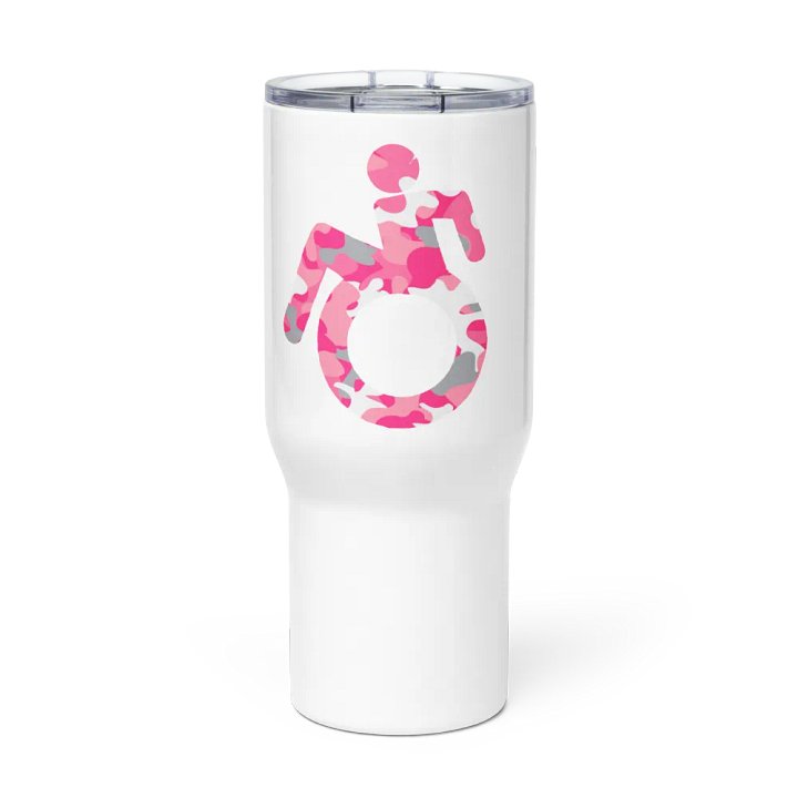 Wheelie, Pink Camo SS Handled Travel Mug product image (1)