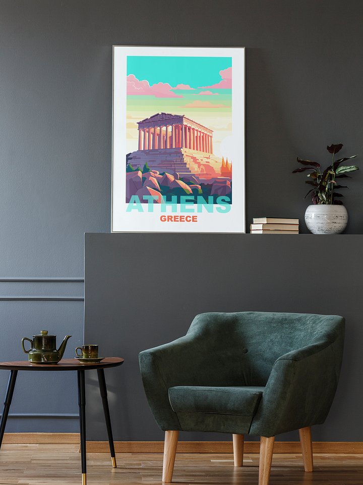 Parthenon Temple on Acropolis Hill Art, Athens Greece Vibrant Sunset Poster, Historic Greek Landmark, Travel Inspired Wall Art Decor product image (2)