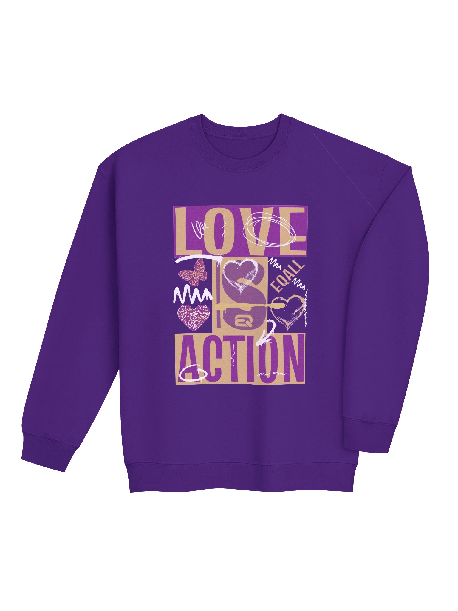 Love is Action! Unisex Gildan Crewneck Sweatshirt_EQALL® Originals_Pop Purple product image (20)
