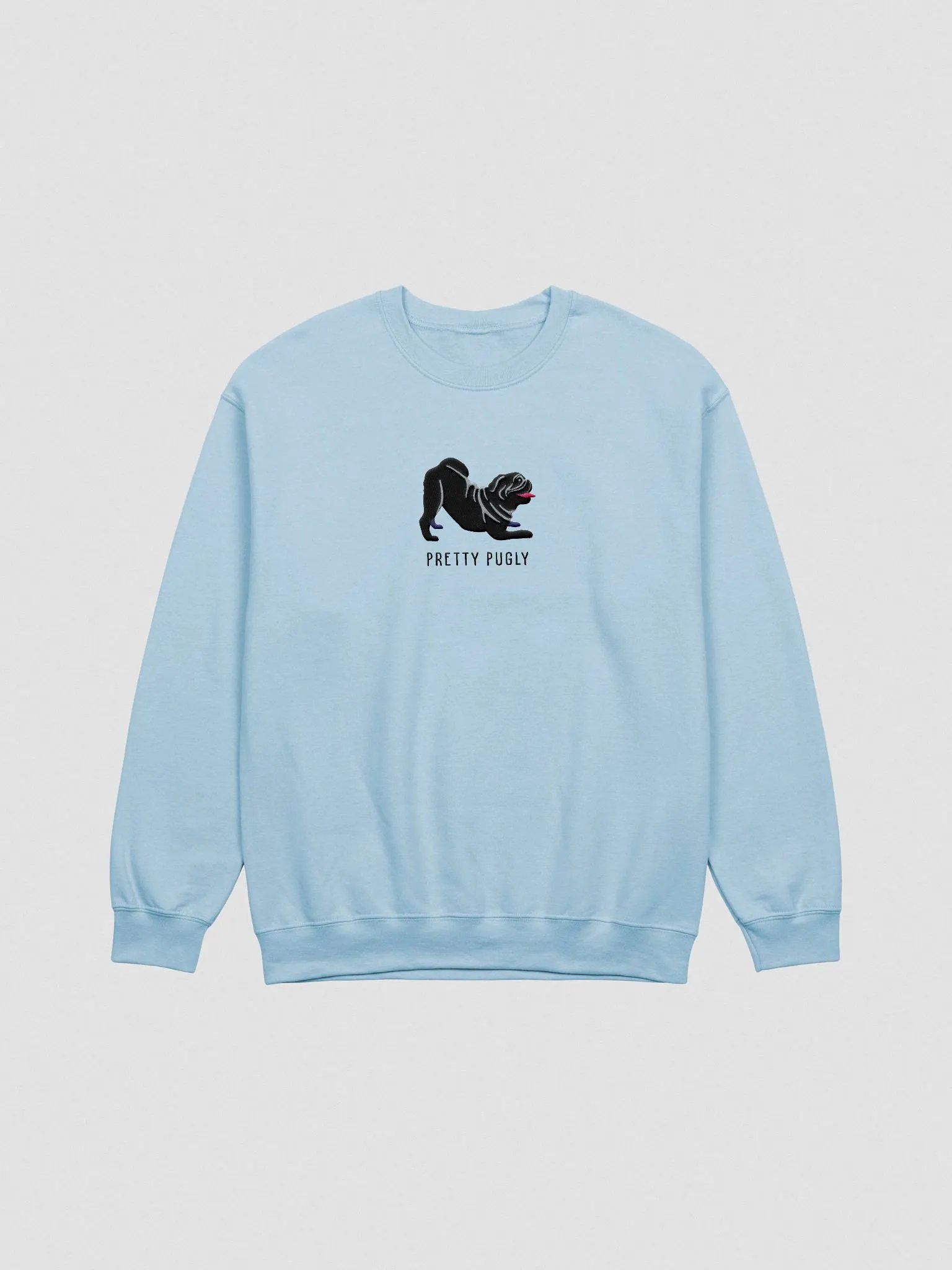 Pretty Pugly Sweatshirt (Embroidered) of a Pug(Black) product image (4)