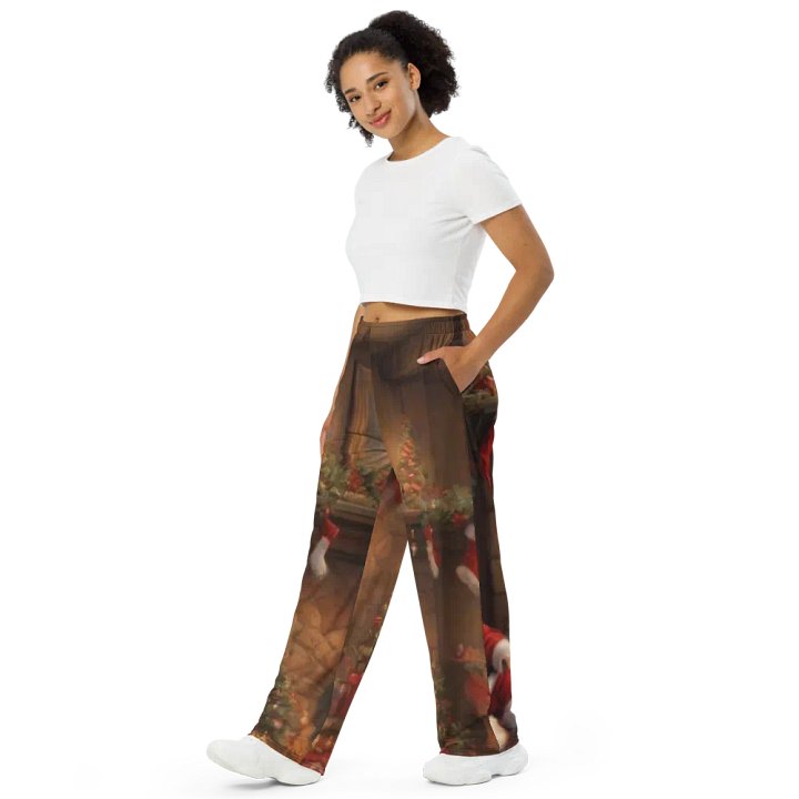 544-Christmas Gift Ideas for Parents, Christmas Gifts for Mom-All-Over Print Unisex Wide-Leg Pants, pants-Polyester, Elastane-Christmas-Santa's Cozy Interlude product image (1)