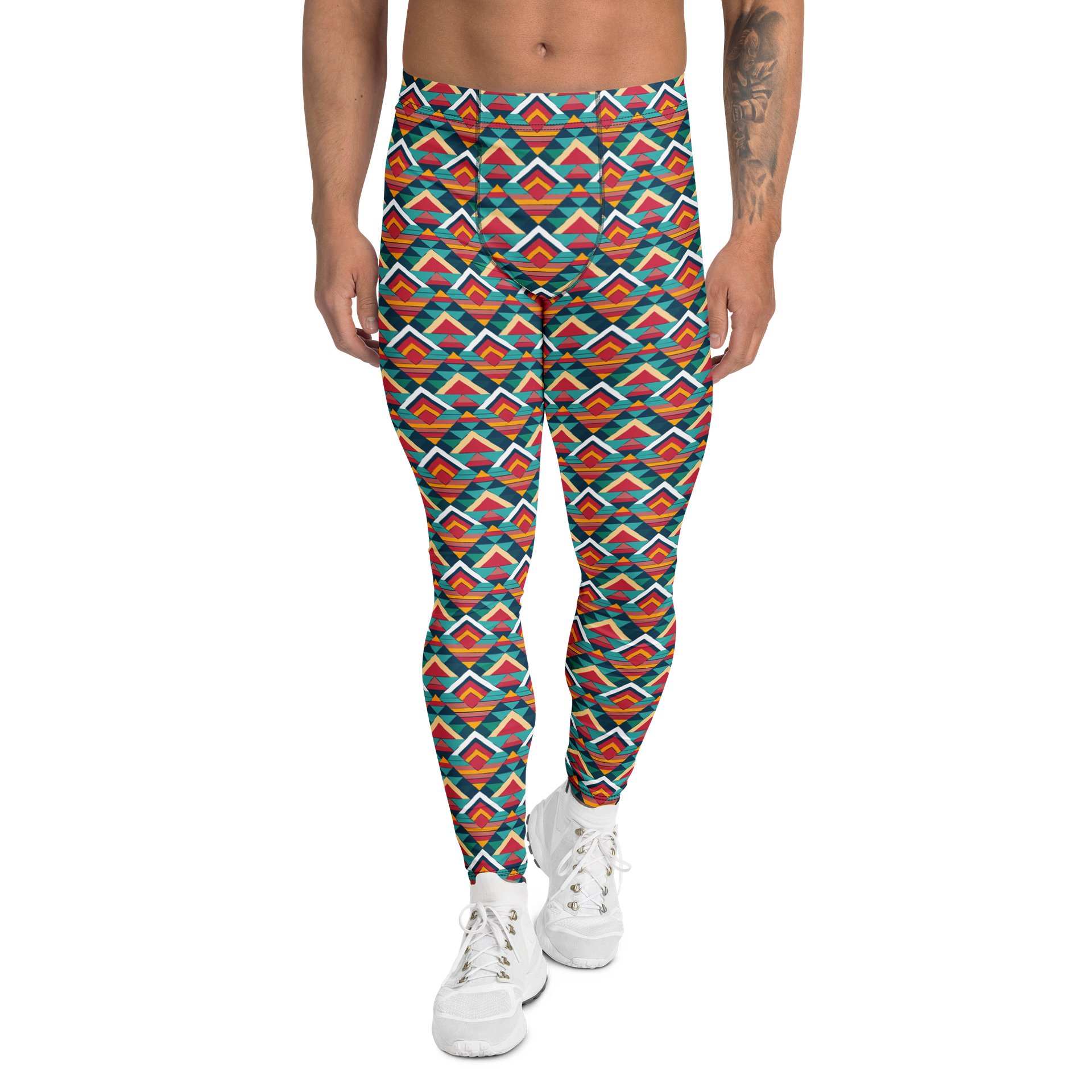 Colorful Geometric Diamond Triangle Men's Leggings product image (1)