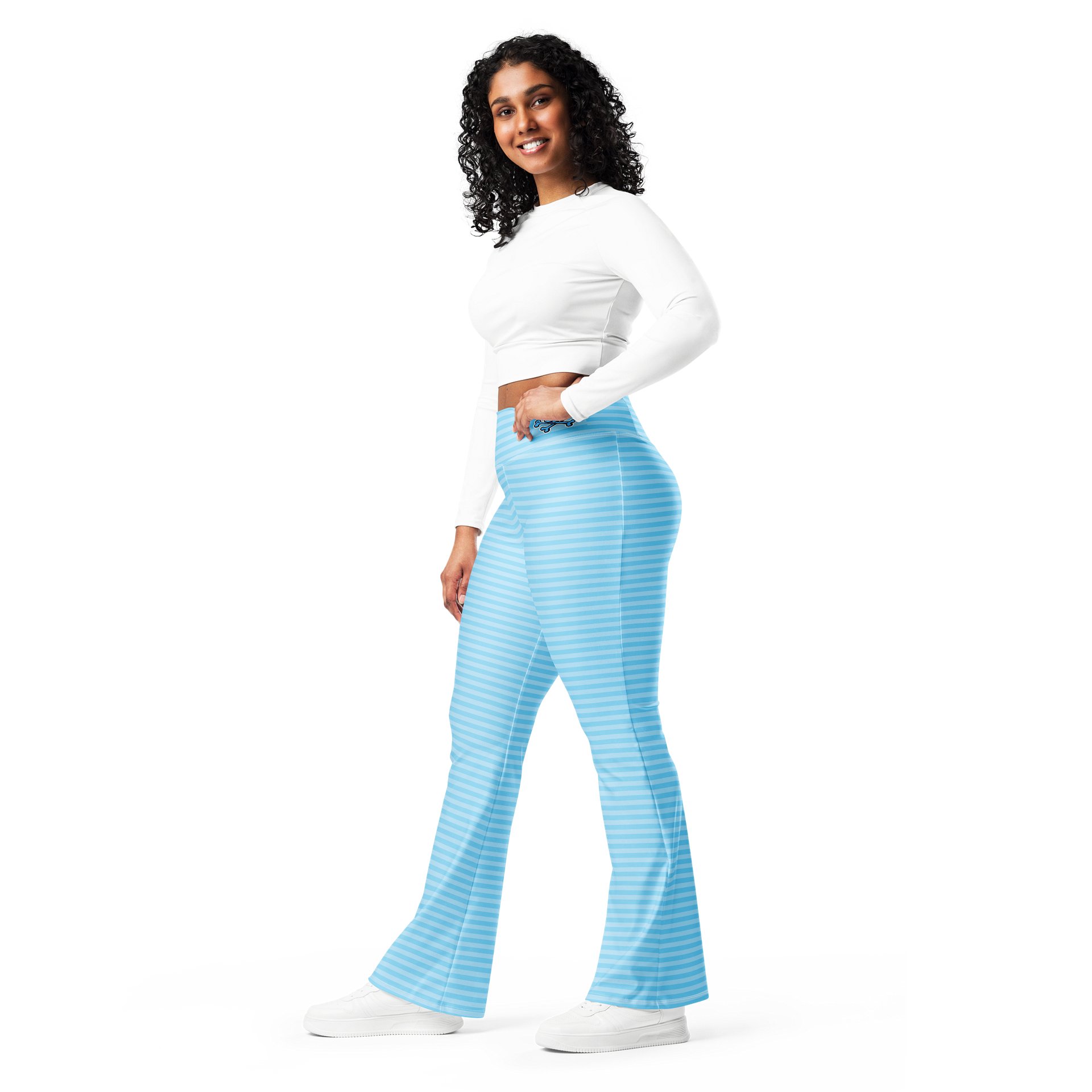 Light Blue Stripped Kat Skull Flares product image (11)