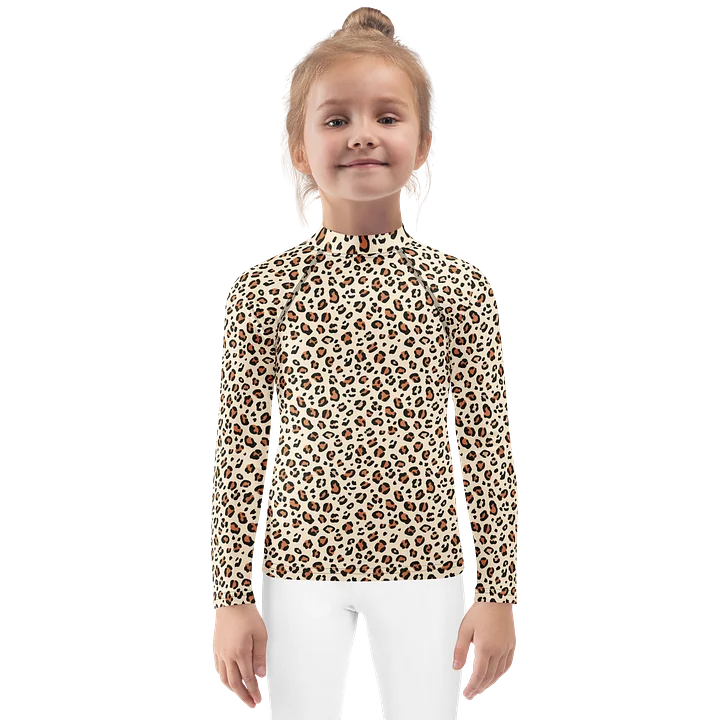 Bold Brown Leopard Skin Print Kids Rash Guard product image (1)