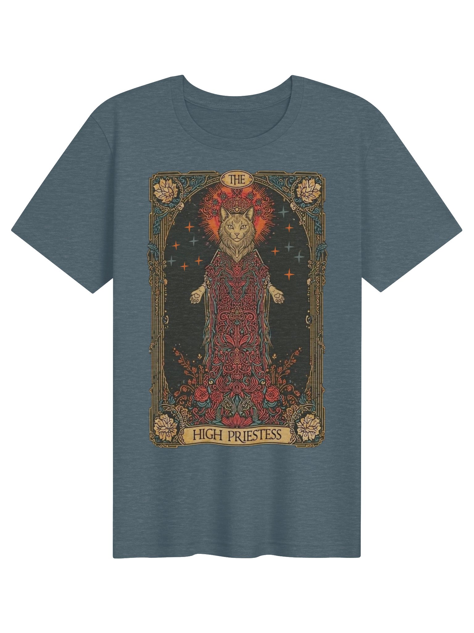 High Priestess Cat Shirt, Mystical Tarot Card Tee product image (2)