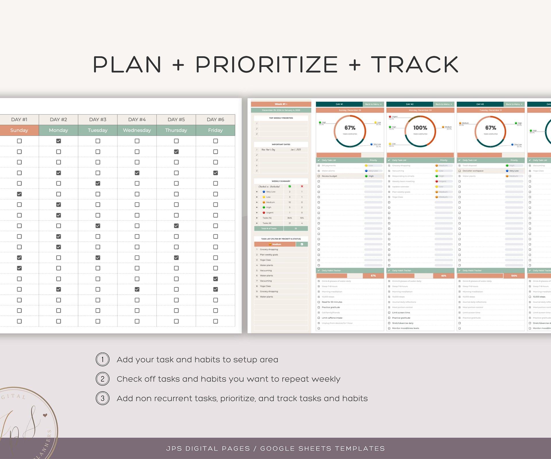 Recurring Task Manager, Google Sheets Template, Dynamic Monthly Calendar product image (7)