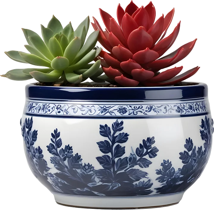 Chinese New Year – Porcelain Pot with Chinese Blue and White Design PNG product image (1)