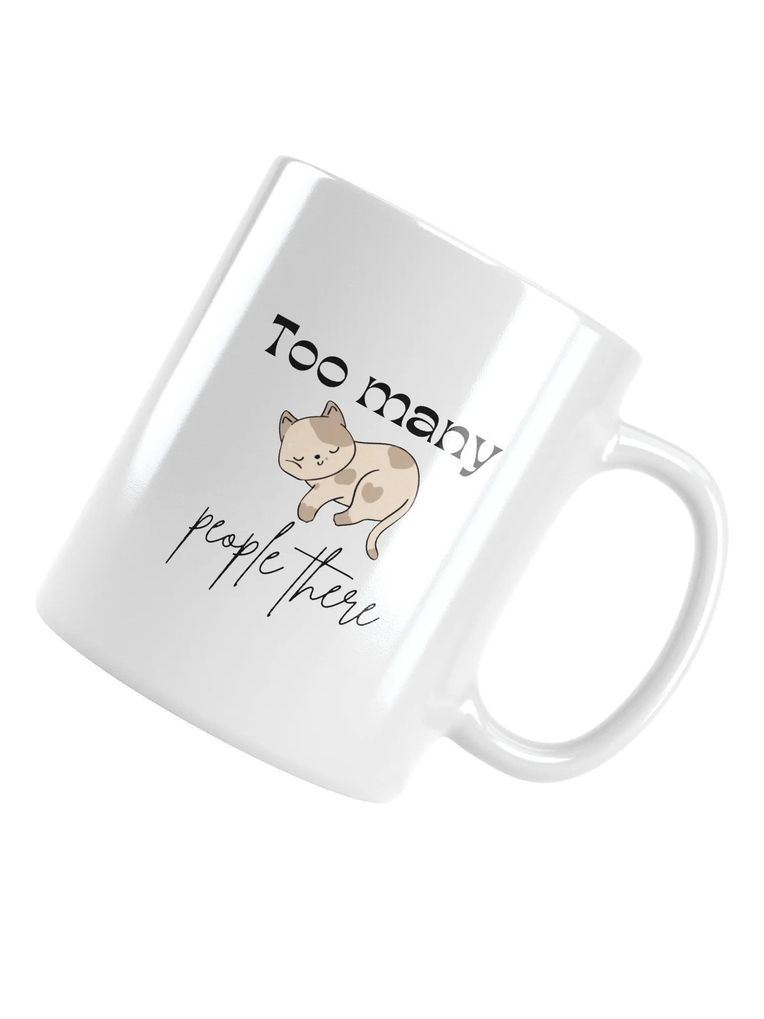Cute Cartoon Cat 'Too Many People There' Mug product image (5)