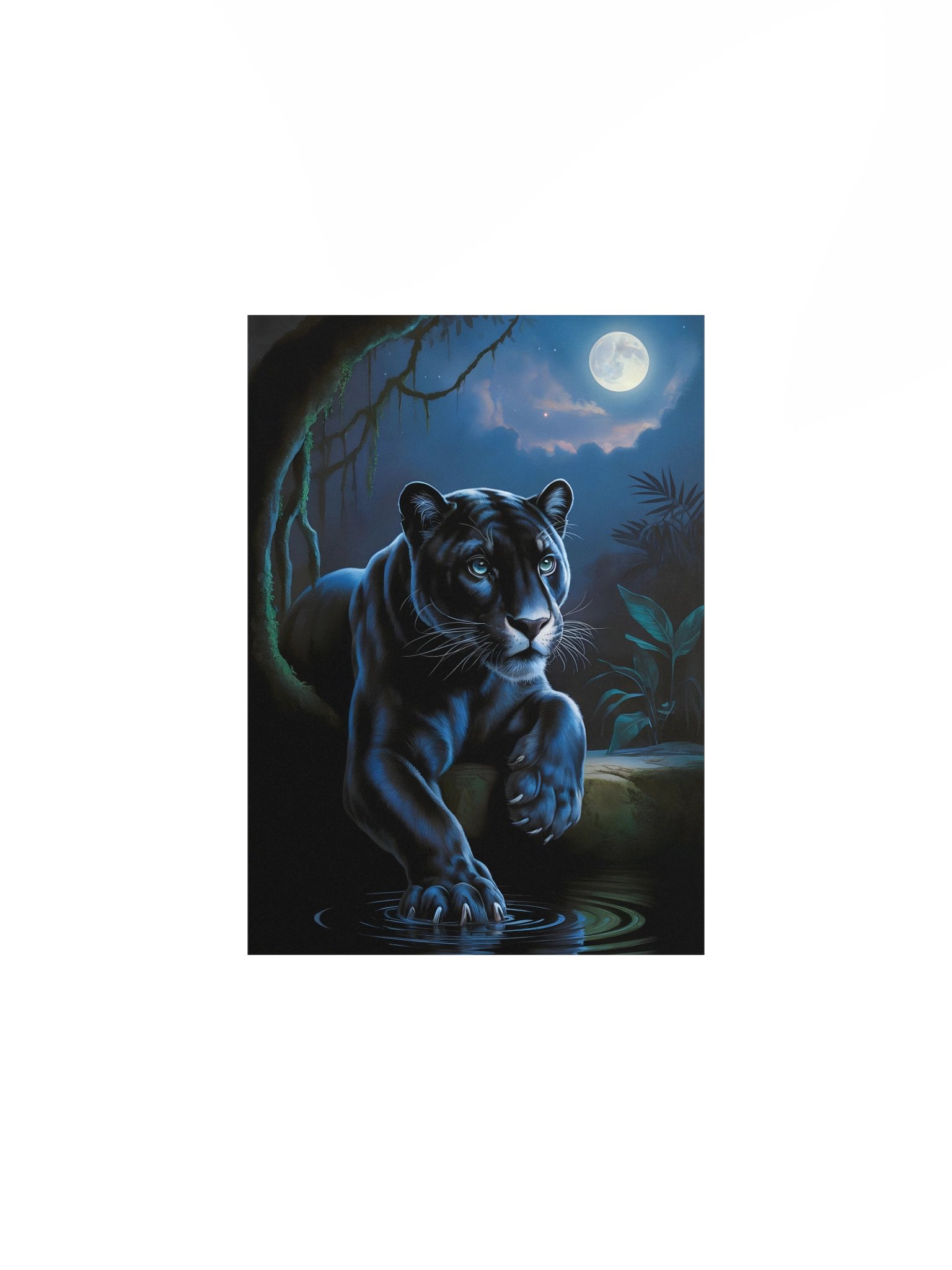 Moonlit Black Panther Poster – Mystical Night Jungle Wall Art product image (2)