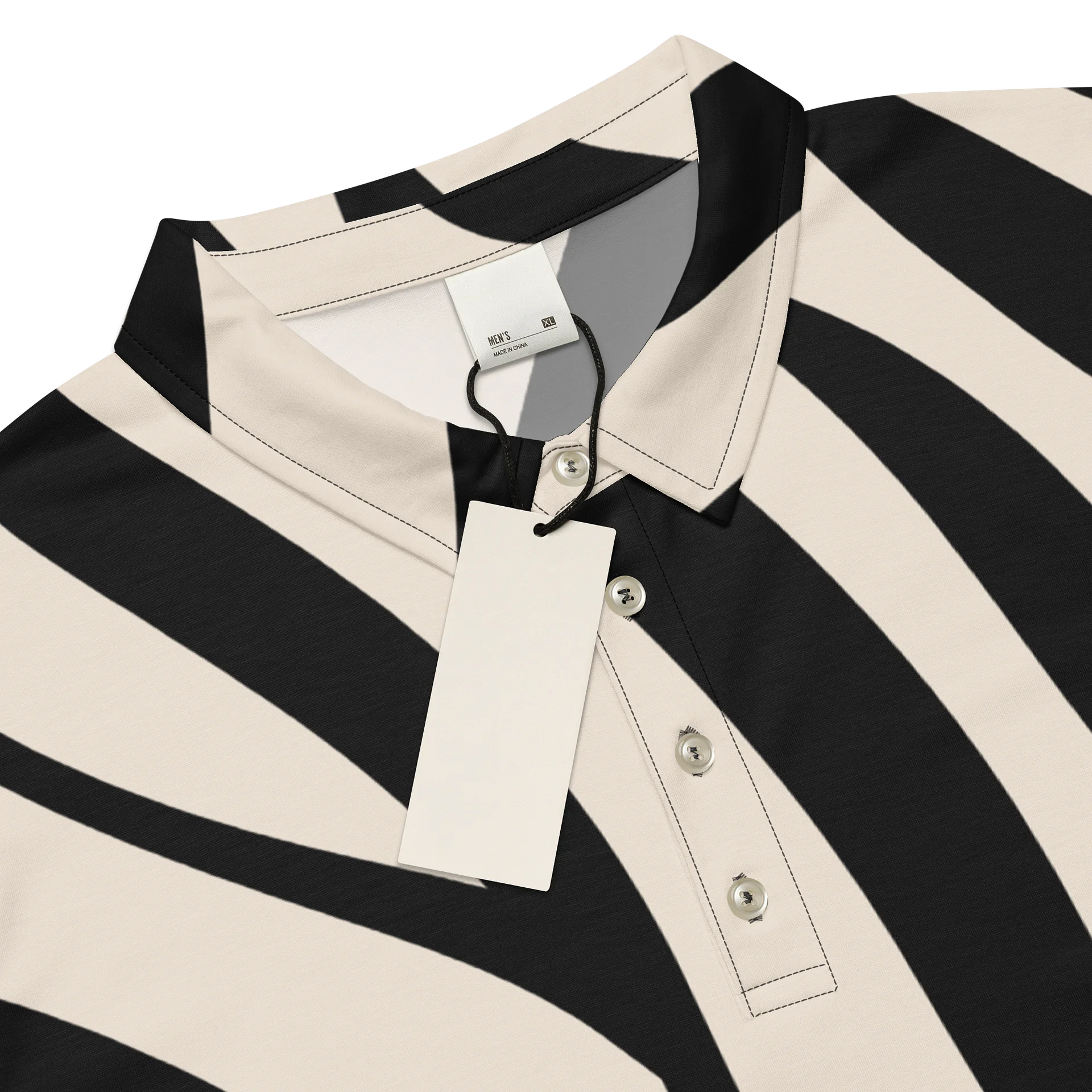 Black & Cream Zebra-Stripe Slim Fit Polo product image (4)