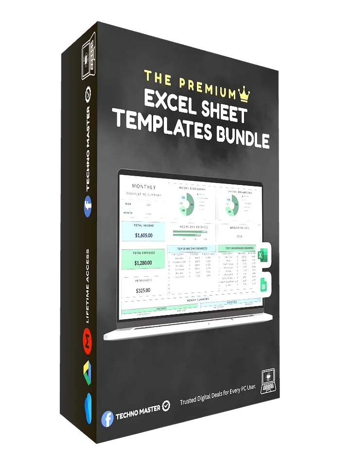 1000+ Excel Sheet Templates Bundle – Save Time. Stay Organized. Work Smarter. product image (1)