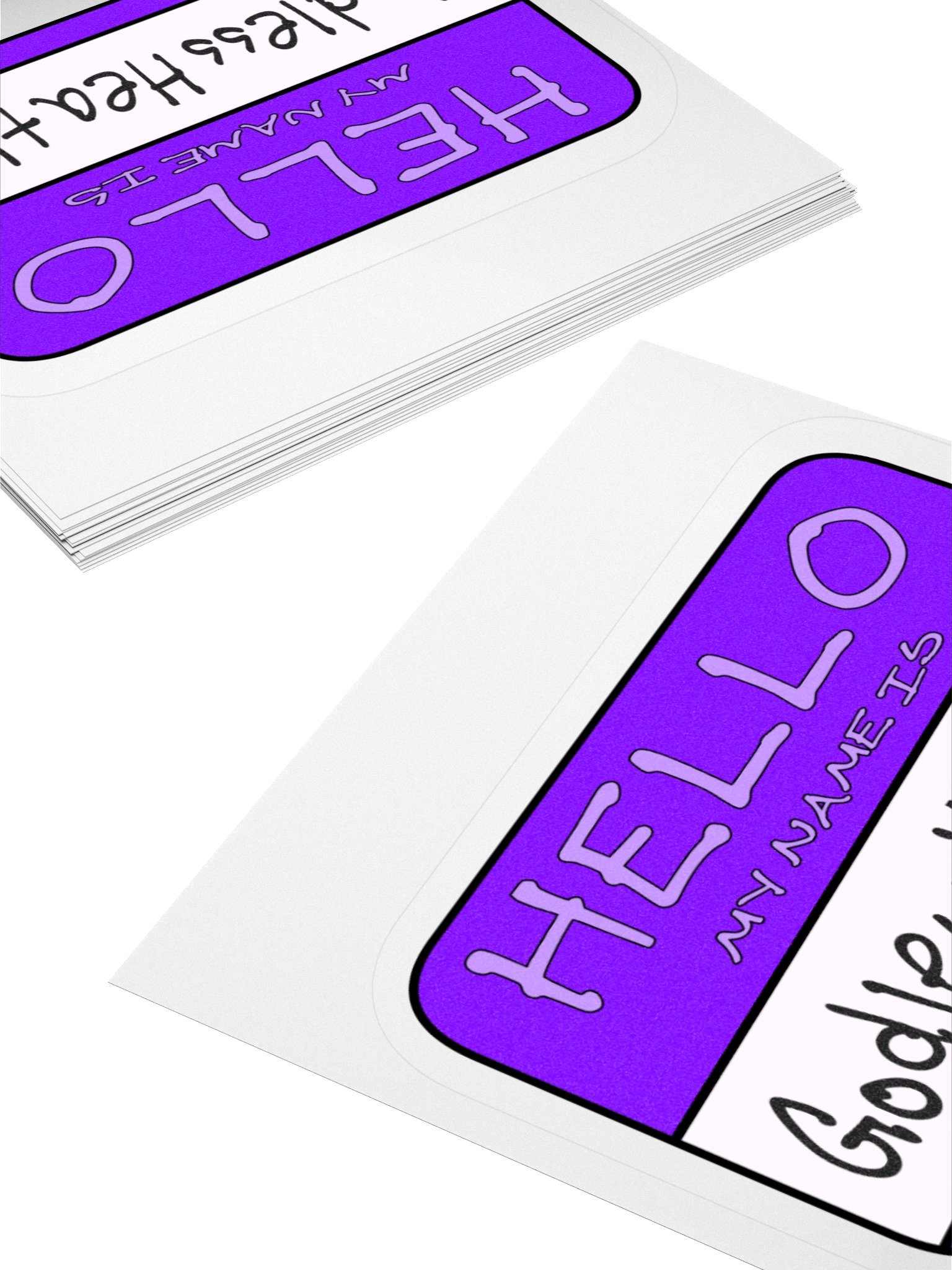 "Hello My Name is: Godless Heathen" Purple Vinyl Sticker product image (6)