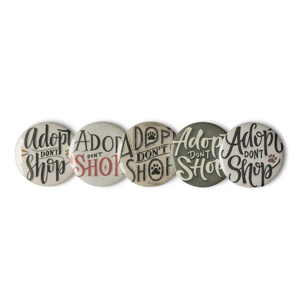Adopt Don't Shop Retro Pin Button Set product image (1)