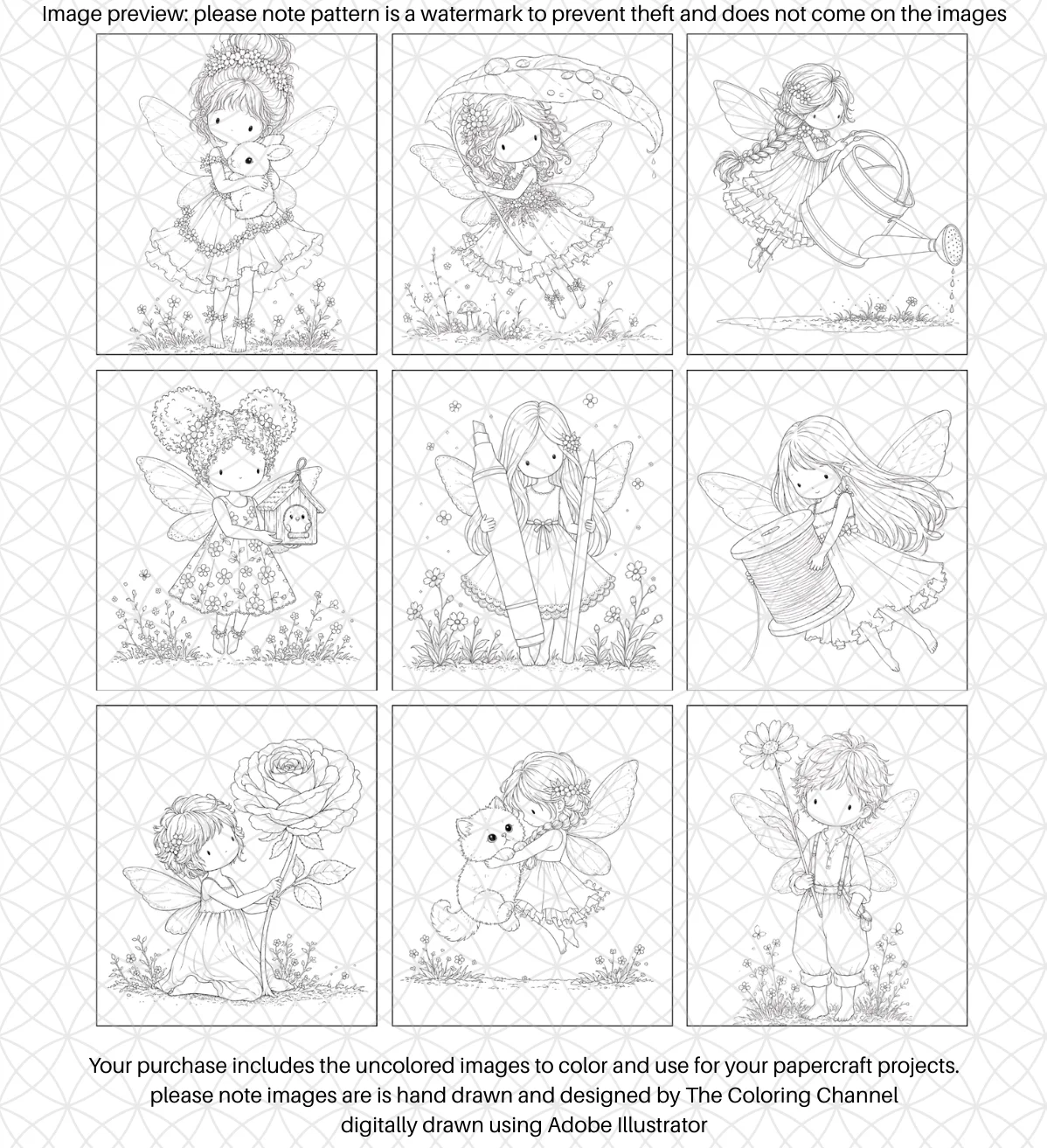 Fairy Bunch Digital Coloring Pages product image (4)