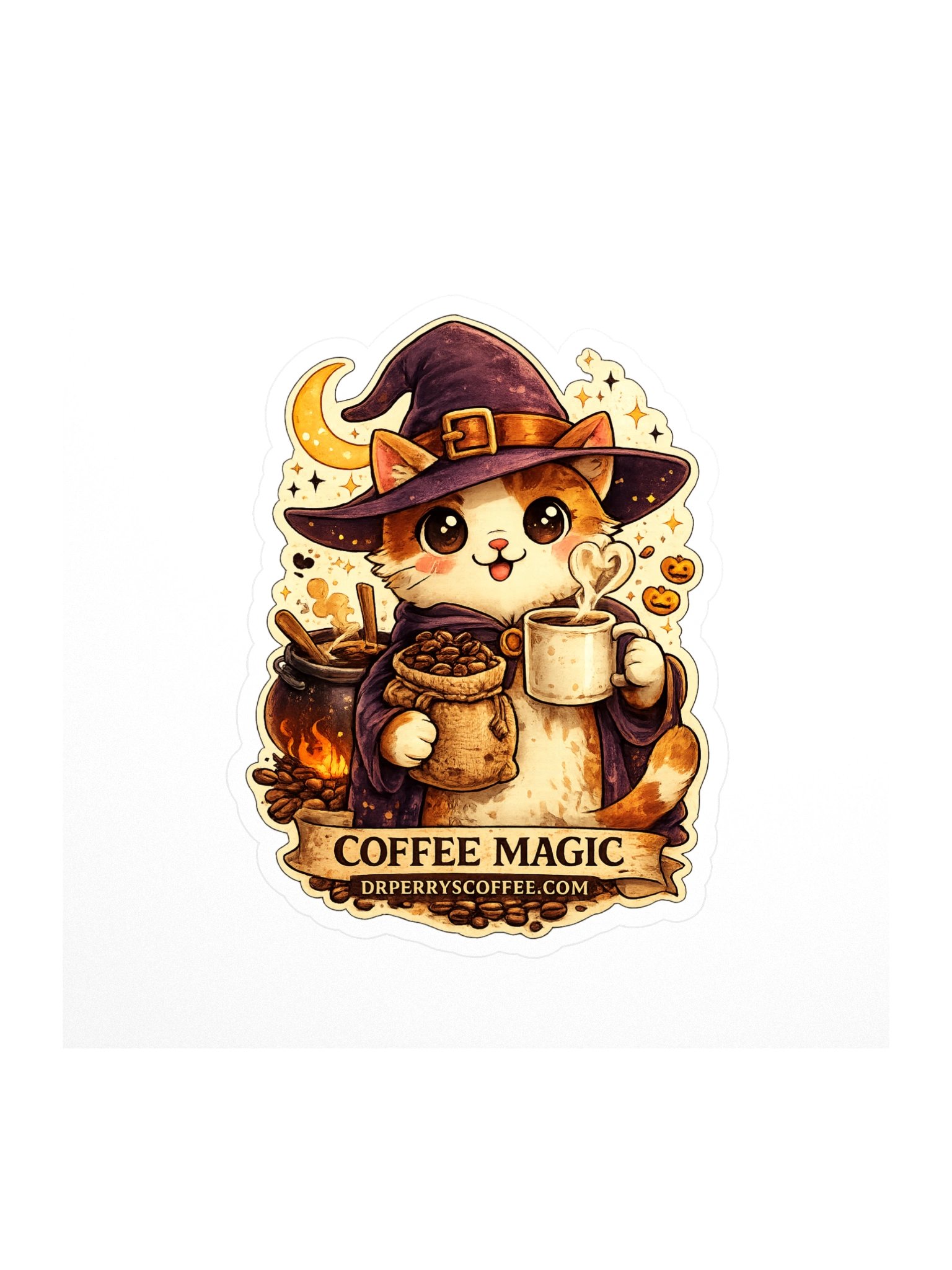 Coffee Magic Wizard Cat Stickers product image (1)