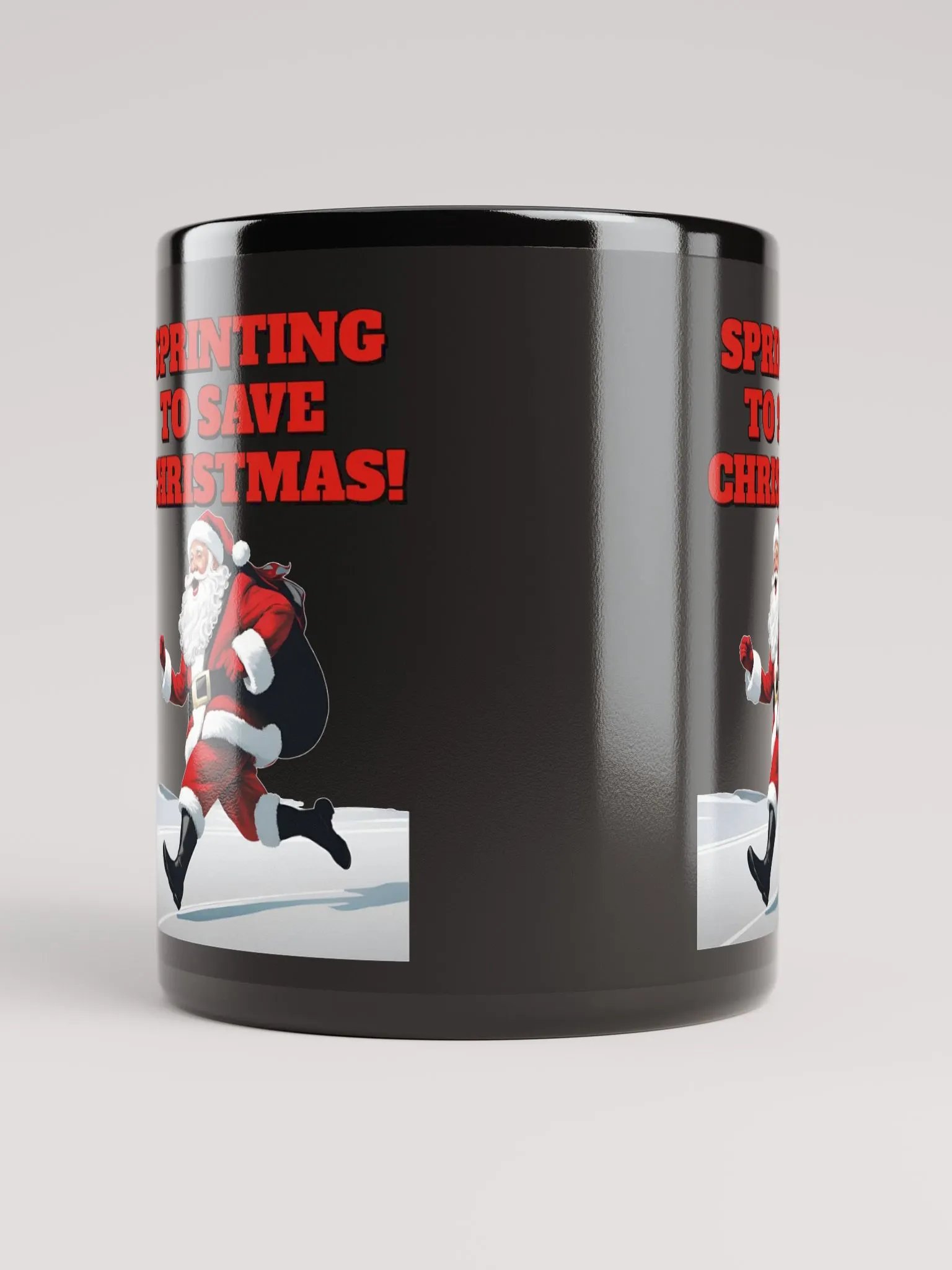 Sprinting To Save Christmas - Santa Claus Black Mug product image (9)