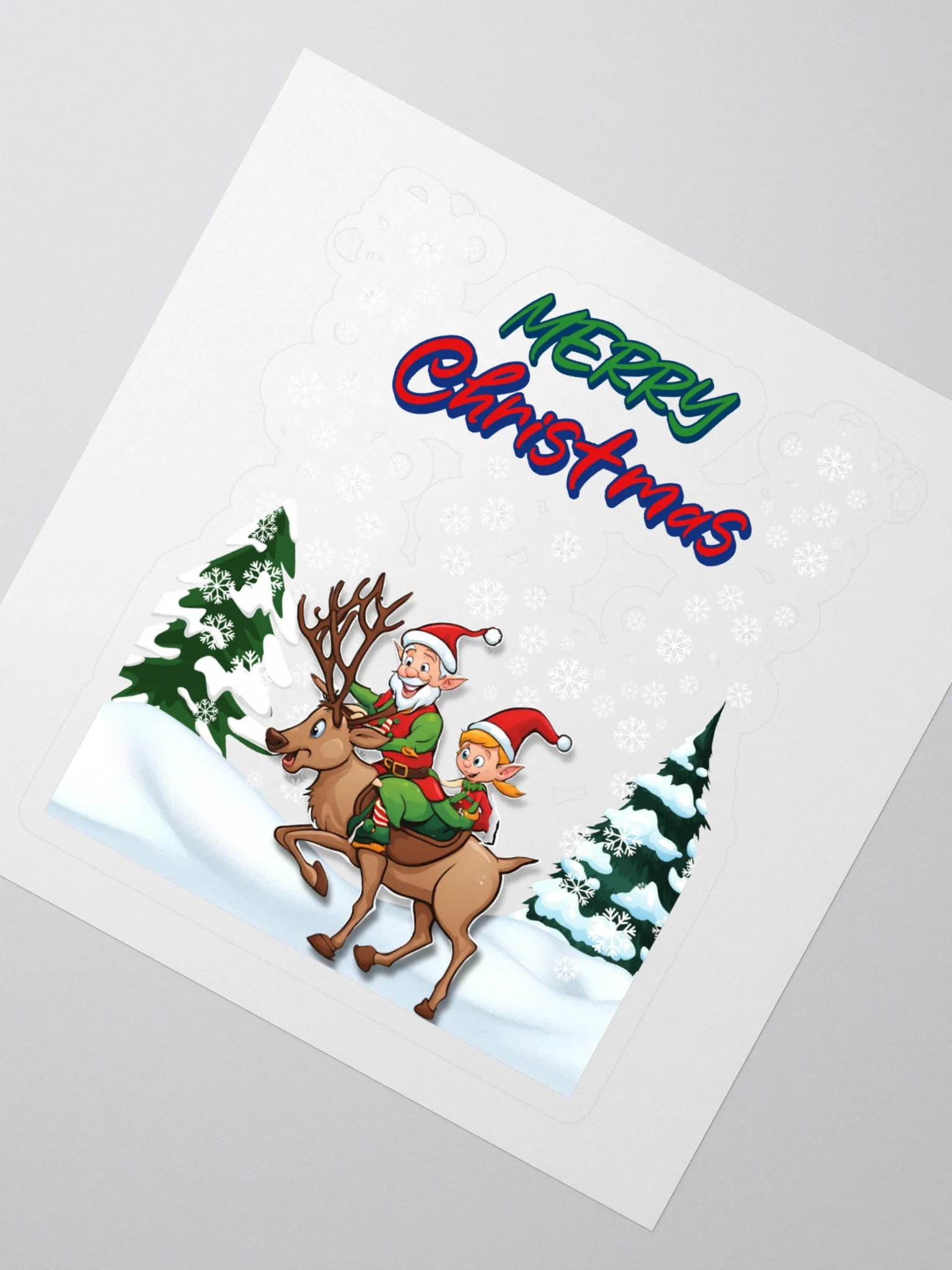 Santa Elves Riding A Reindeer Sticker product image (2)