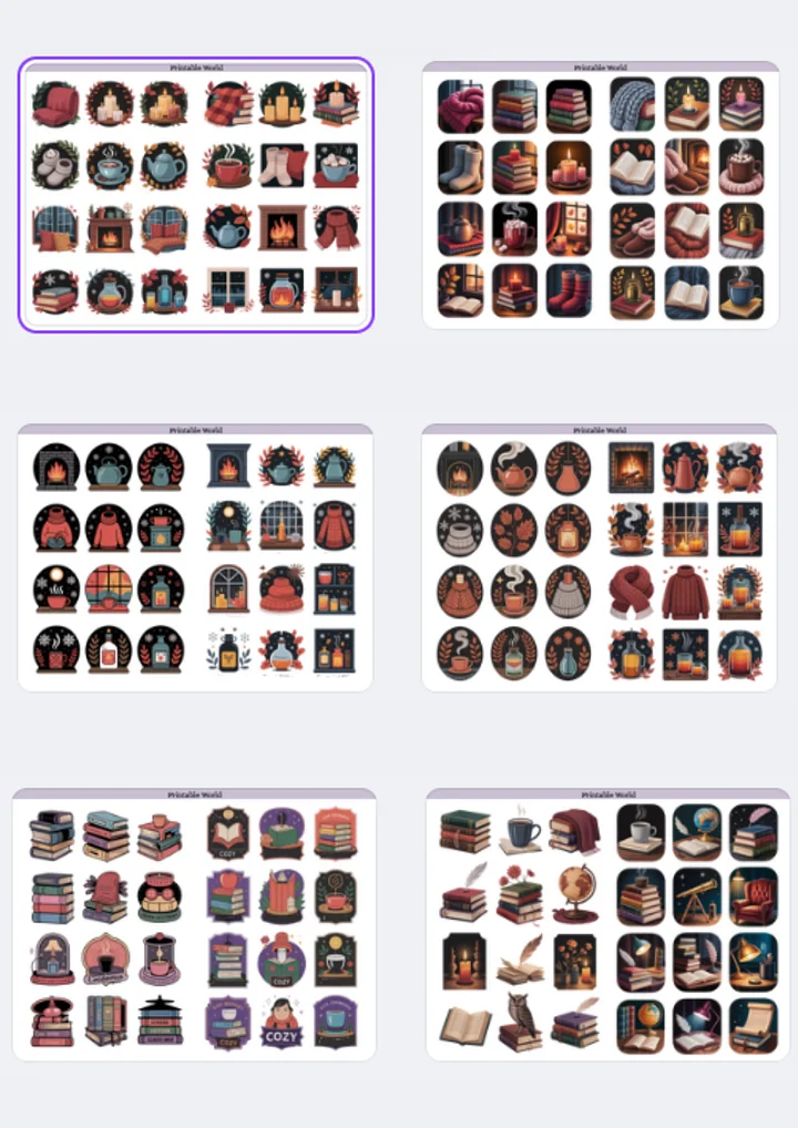 Cozy Sticker Pack (Dark Academia Style) product image (2)