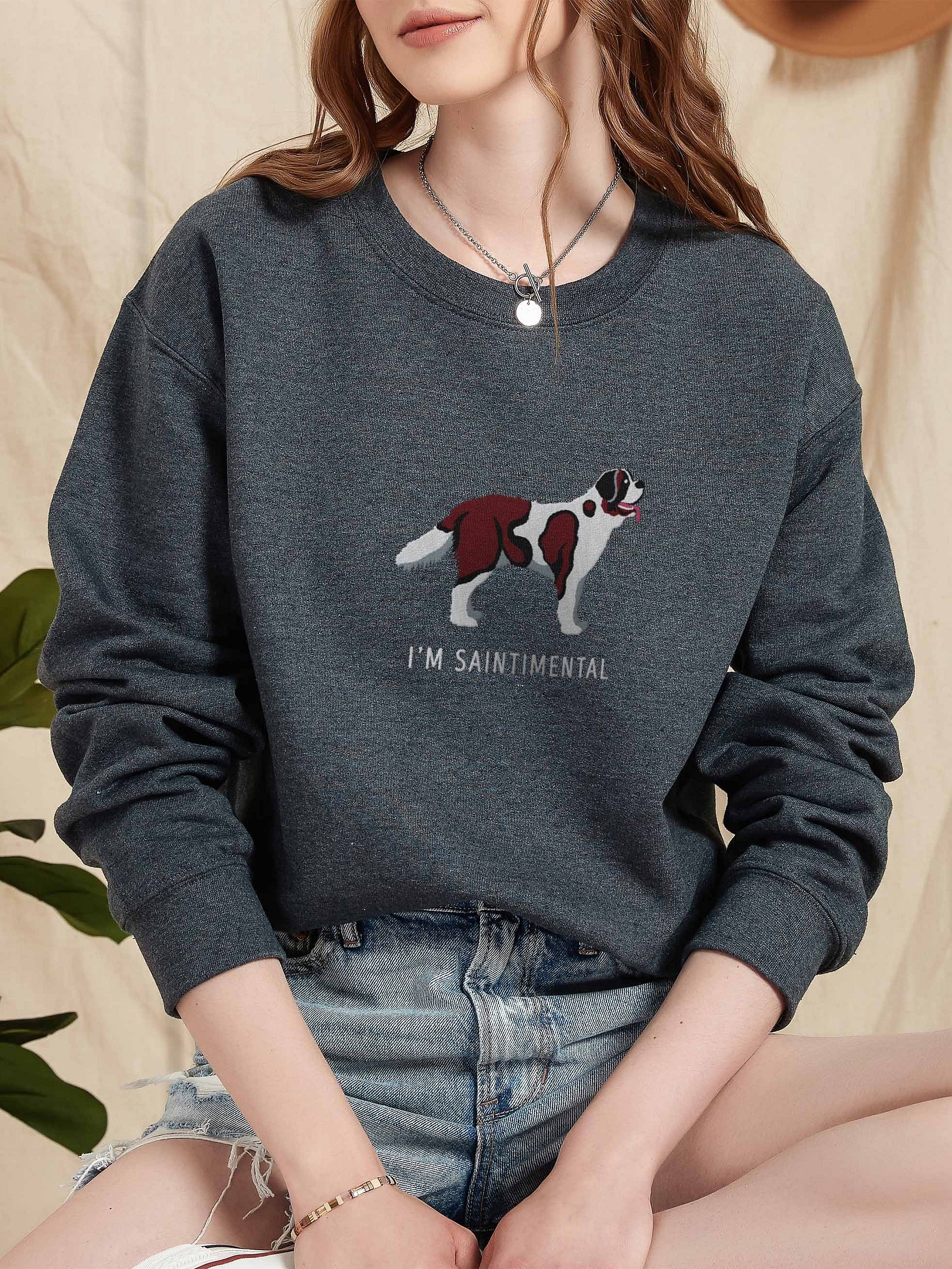 I'm Saintimental Sweatshirt (Embroidered) of a Saint Bernard(Mahogany) product image (2)