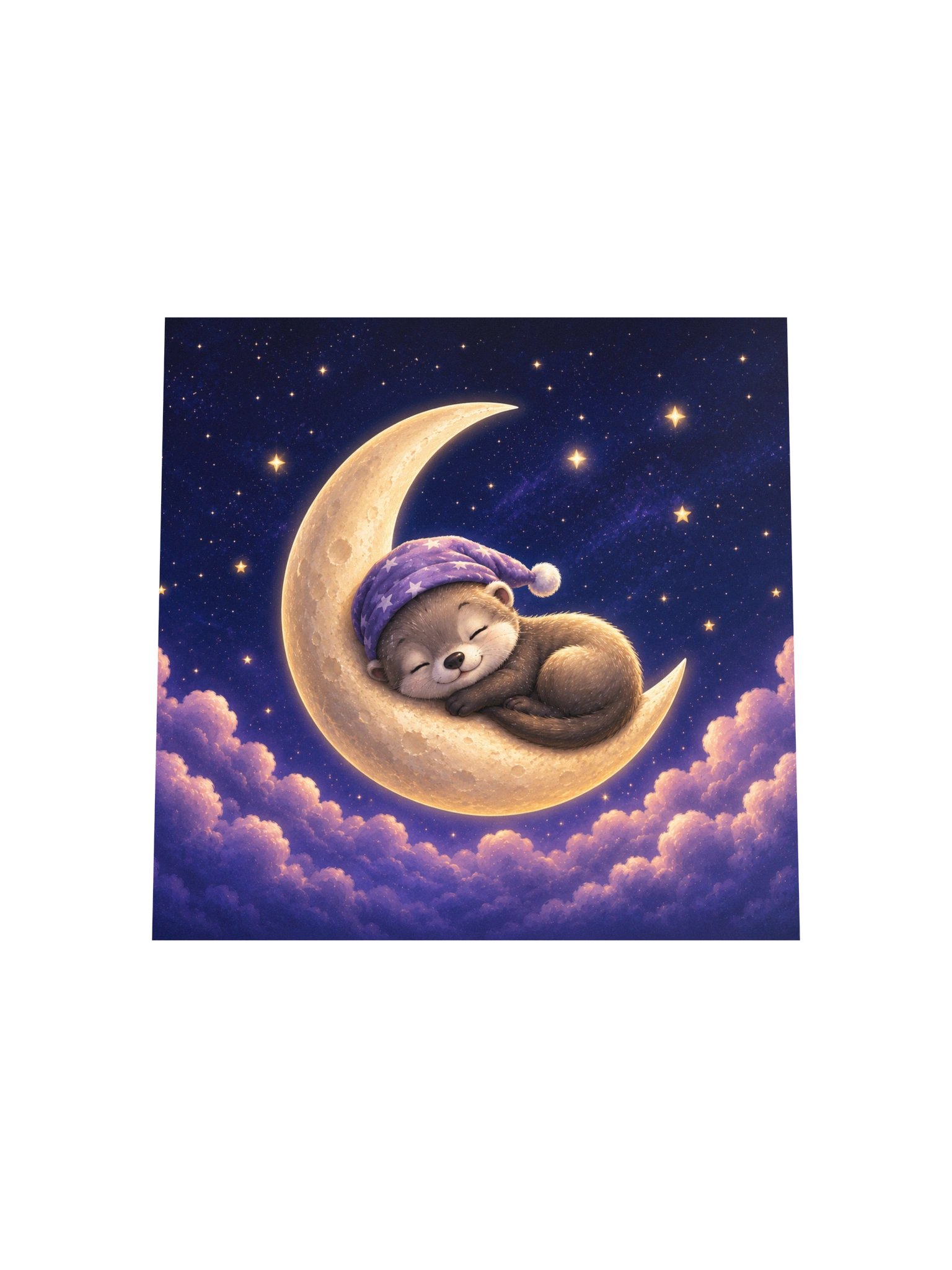 Crescent Moon Dreams Ferret Square Art Print | Moonlit Dreams product image (4)