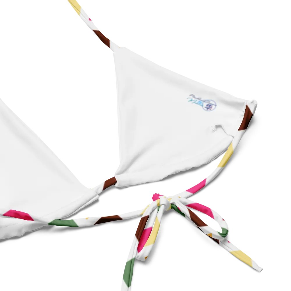 Colorful Square Pattern Design String Bikini Top - v4 product image (4)