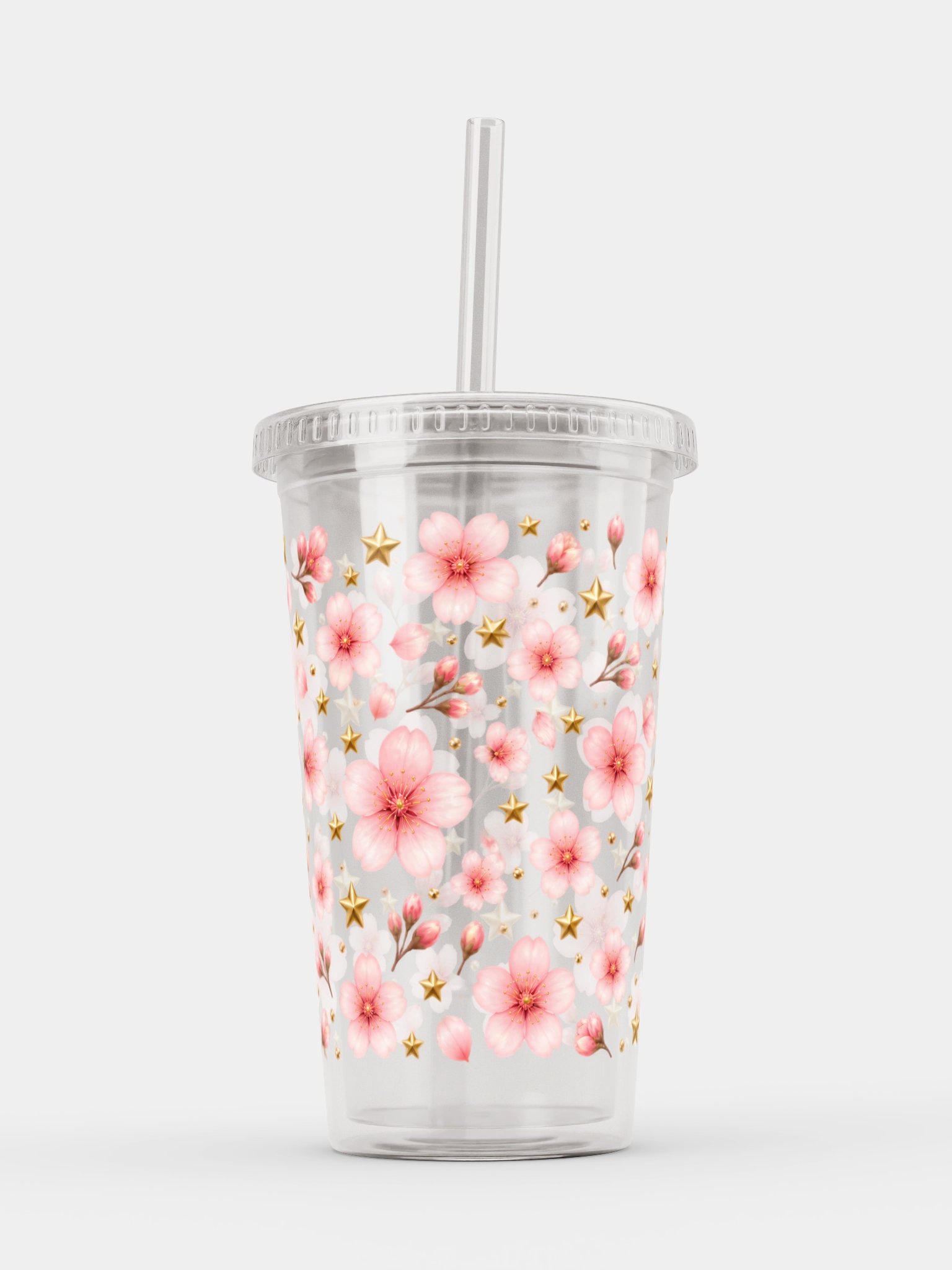 Cherry Blossom Clear Dual Wall Tumbler 16 Oz (473 ml) product image (6)