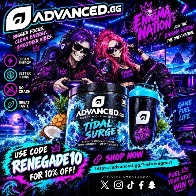 🌊💙 TIDAL SURGE JUST HIT! ☠️🎮🔥 The Enigma Nation is riding the wave! 🌊💜 Get 10% OFF Advanced.GG with code RENEGADE10! 👉 https://advanced.gg/?ref=enigma1 #AdvancedGG #TidalSurge #EnigmaNation #Gaming #Gamer #Affiliate