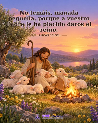 Eres parte de un rebaño cuidado por un Padre generoso. No vivas dominado por el temor. 🐑

Creado con ayuda de IA.

#fortaleci...