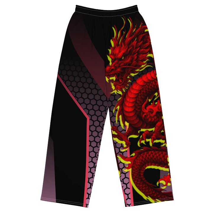 Japanese Crimson Dragon Joggers – Neon Flame + Hex Pattern product image (1)