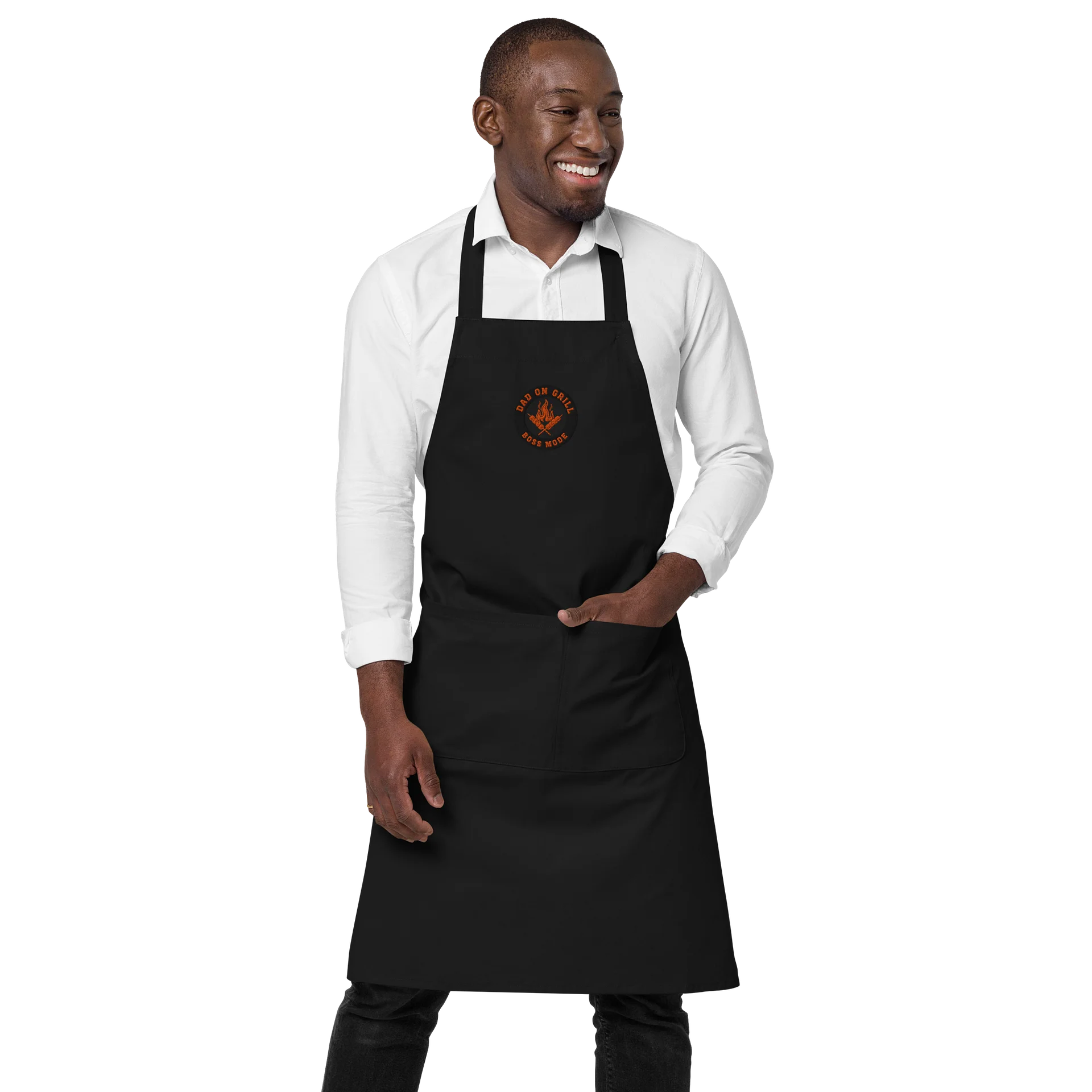 Dad on Grill Boss Mode – Premium Embroidered BBQ Apron for Men Who Run the Backyard Like a Pro product image (2)