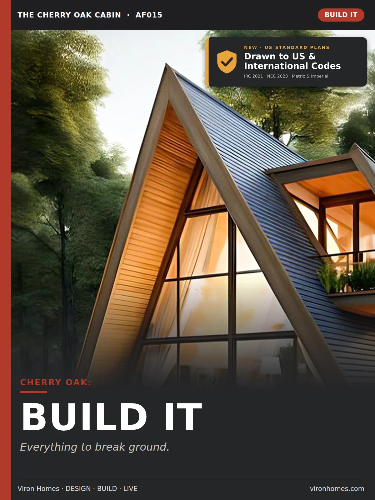 The Cherry Oak Cabin (AF015) – Build It Pack | Full A-Frame Construction Plans + CAD product image (1)