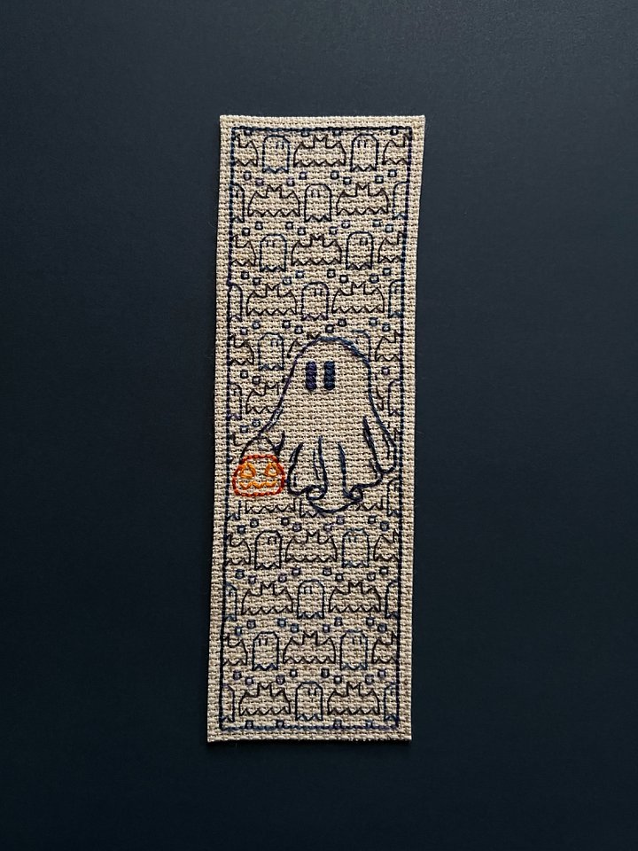 Happy Haunting Bookmark • Blackwork Cross Stitch Pattern • PDF Digital Download product image (2)