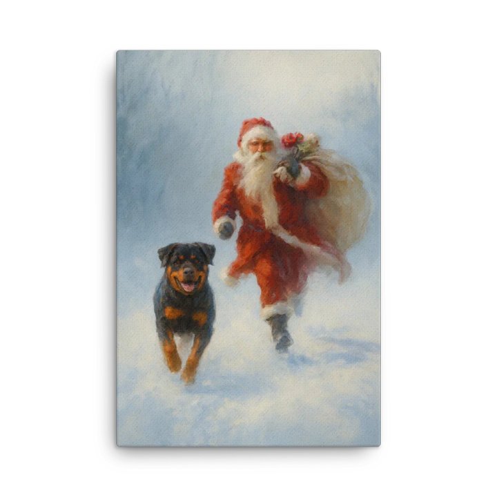 Rottweiler & Santa's Winter Run Sleek Slim Canvas Art product image (2)