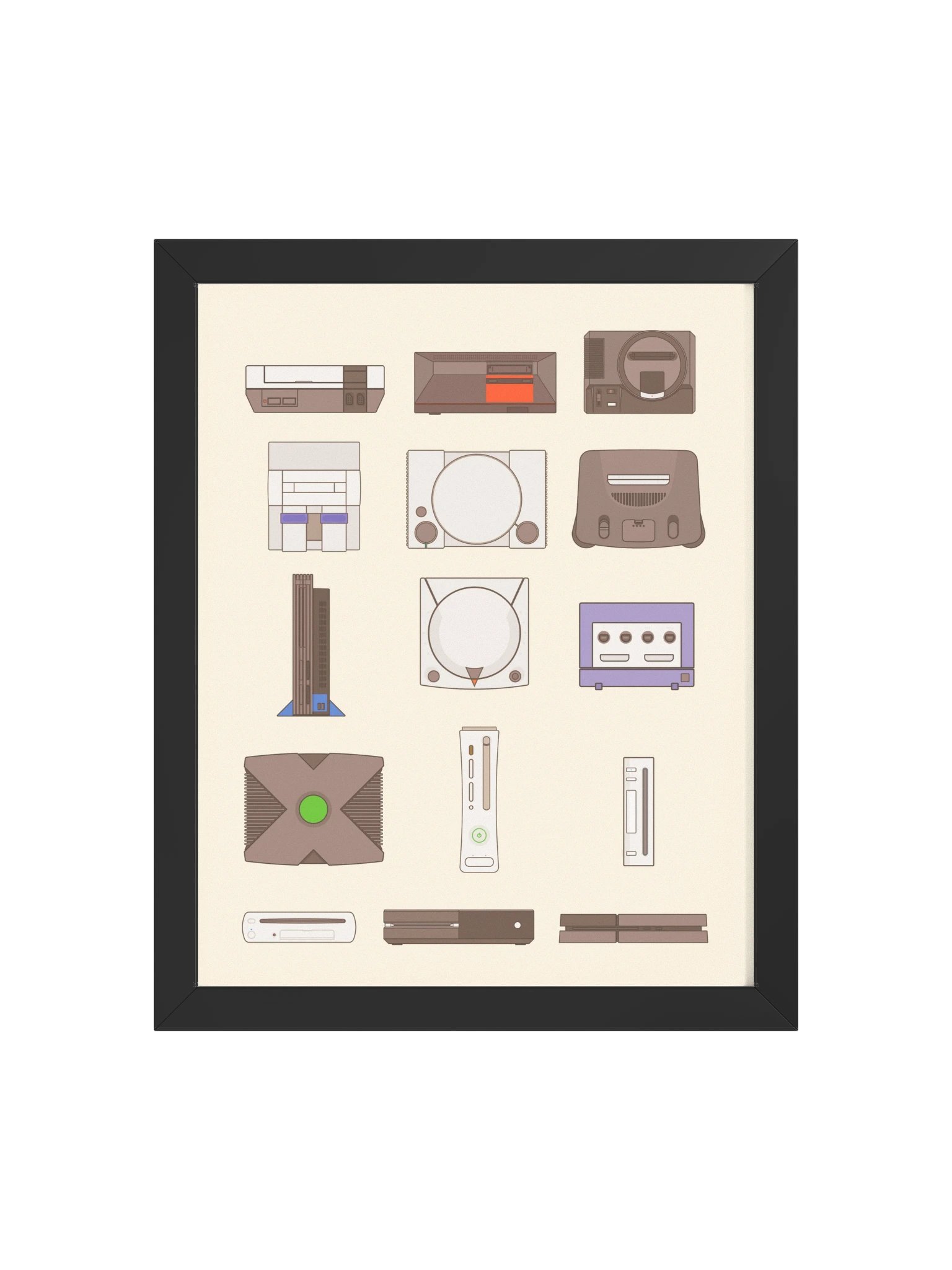 Retro Consoles (Beige) [11x14] | Framed product image (1)