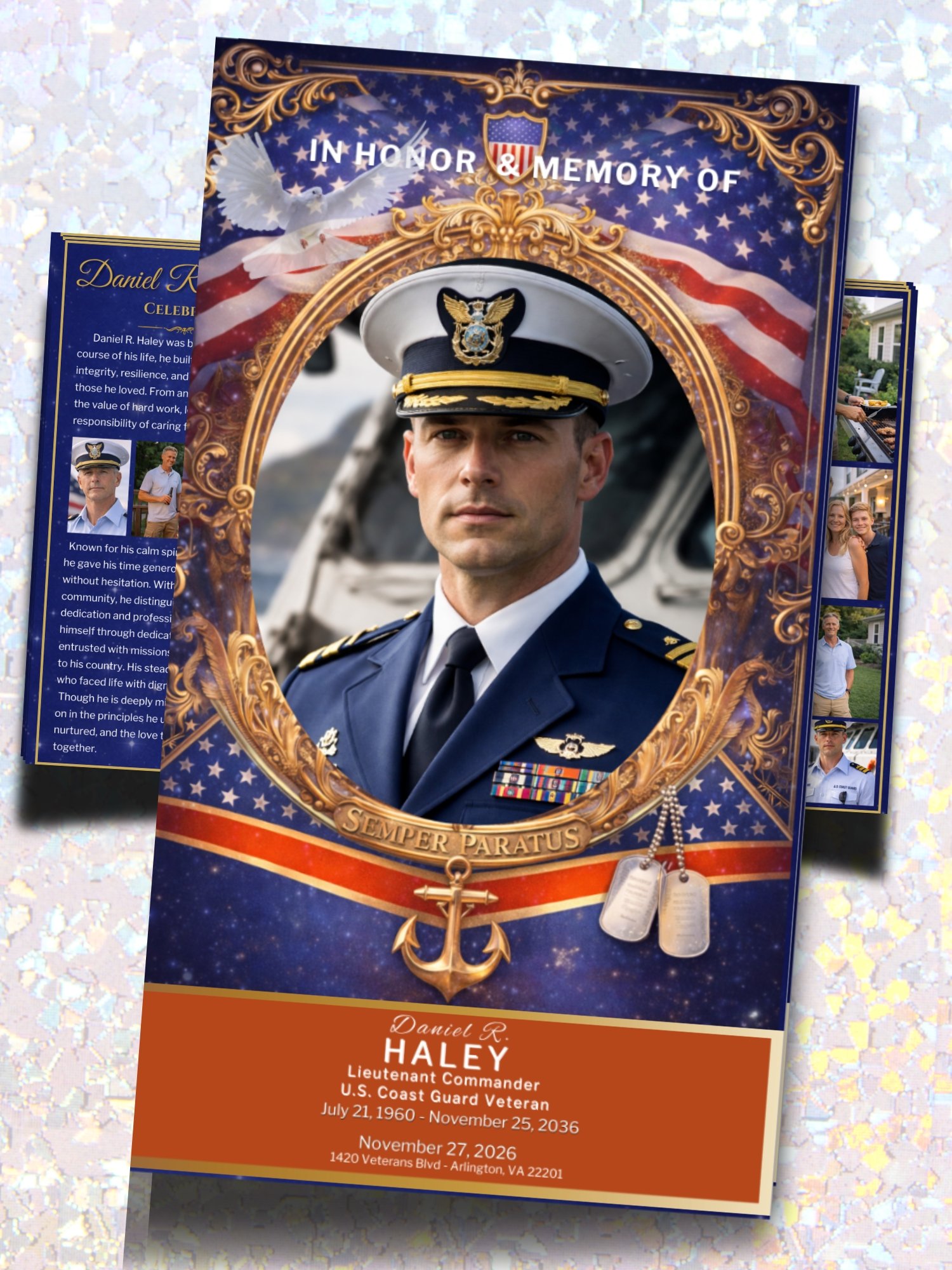 US Coast Guard Funeral Program Trifold | Patriotic Military Memorial Tribute product image (5)
