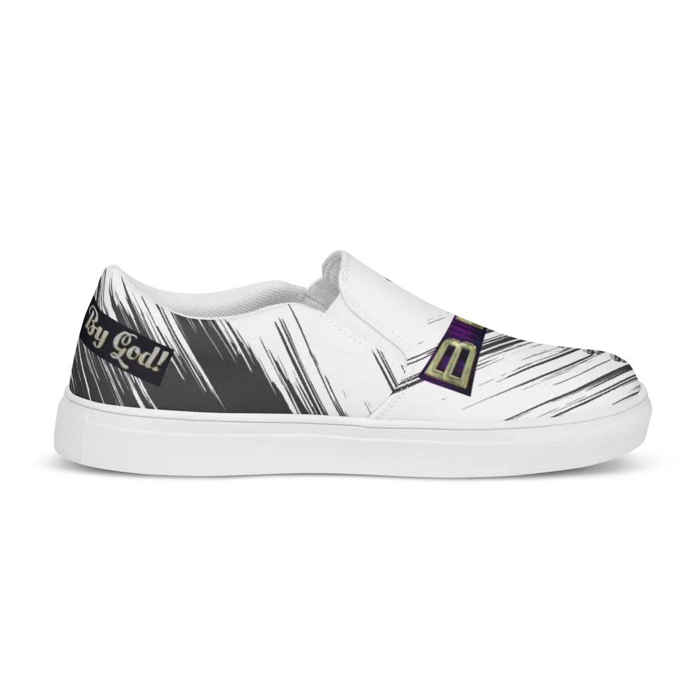 BBG White with Black Swirls Diamond Cross Women's Slip On product image (6)