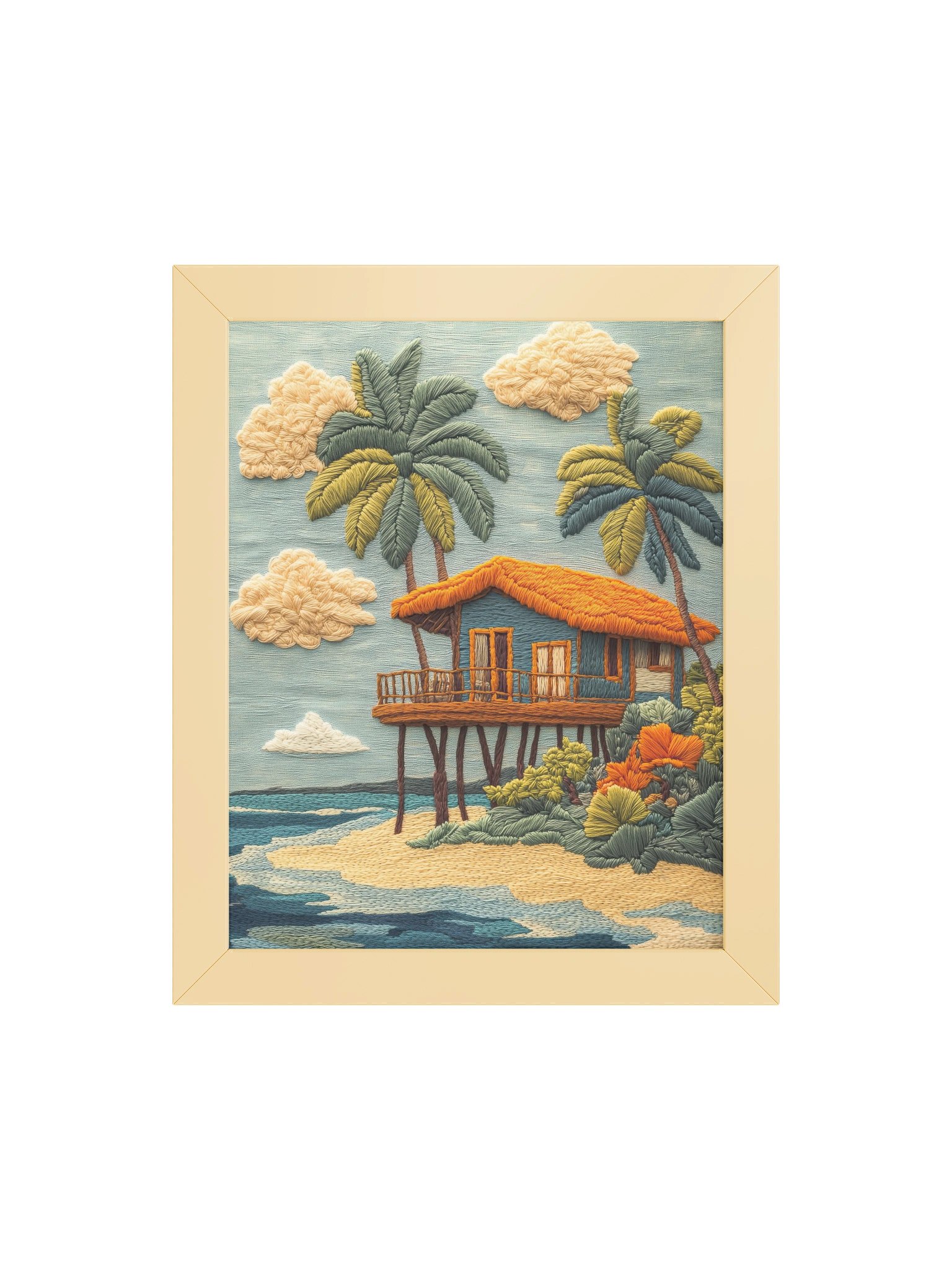 Island Days in Thailand | Embroidery-Style Wall Art — Framed Print product image (4)