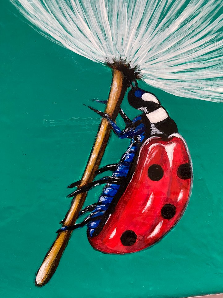 Ladybug On A Floating Dandelion Seed - Painting Mounted Canvas product image (2)
