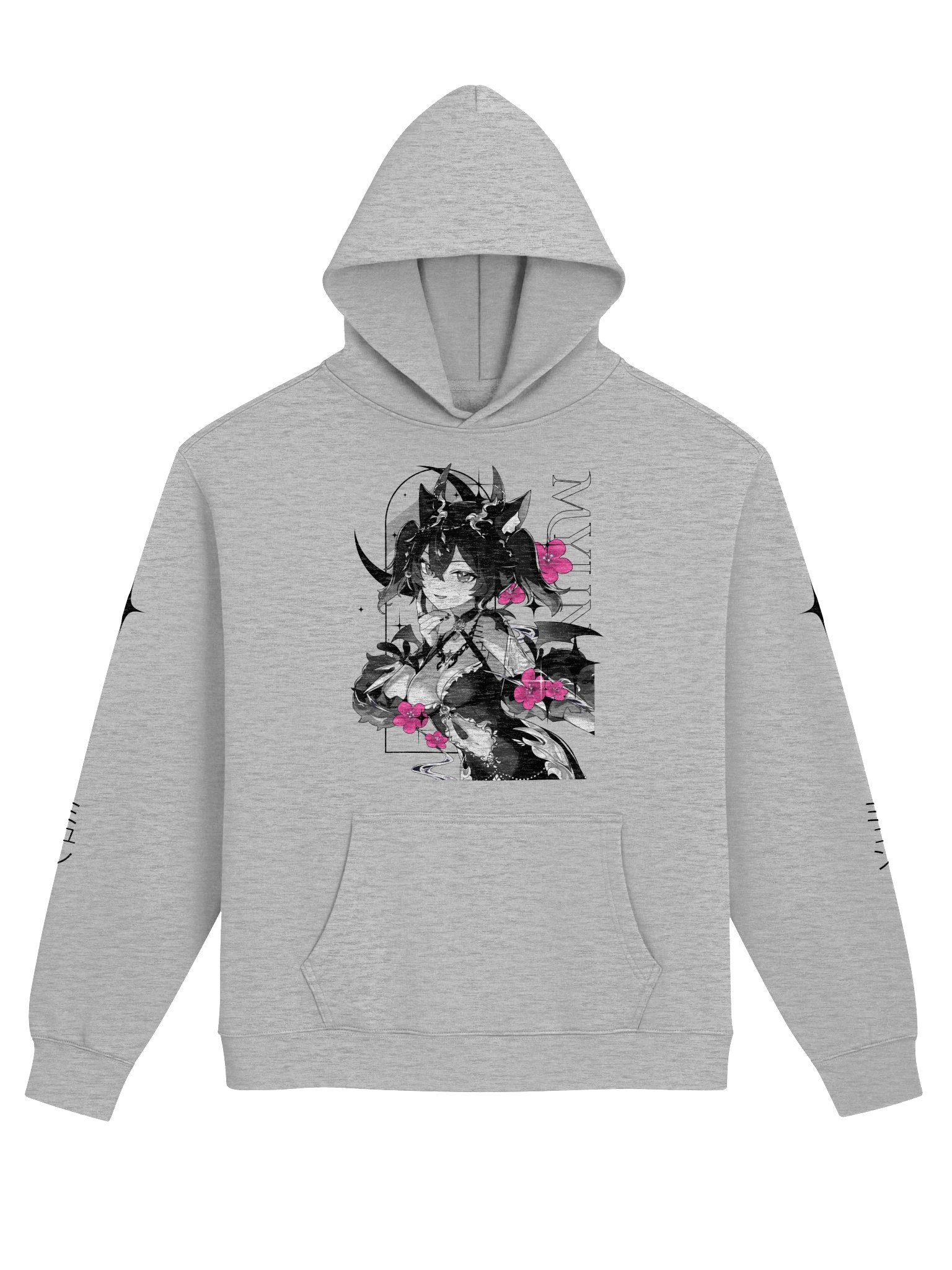 [HOODIE] MYUN – FLORAL MOON | BLACK & WHITE product image (1)