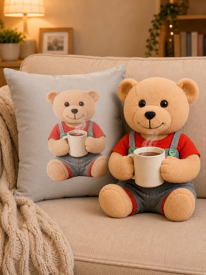 Morning Coffee Teddy Pillow product image (2)