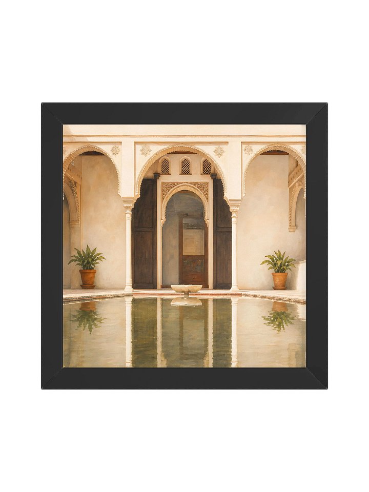 Andalusian Courtyard Wall Art - Neutral Beige Islamic Interior Decor wall art - framed product image (2)