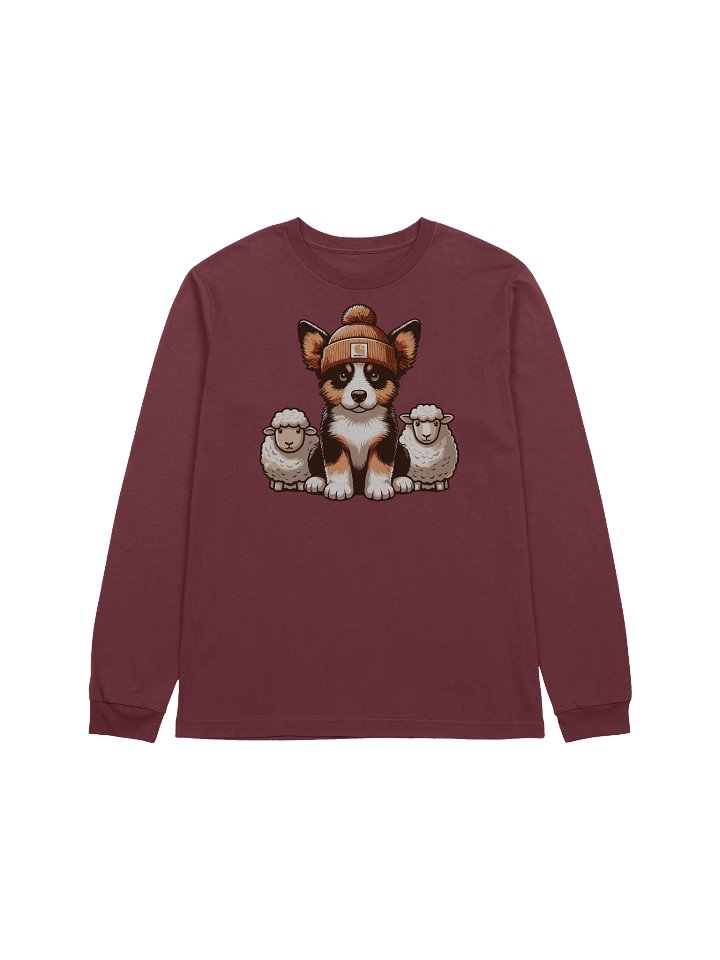 Cute Tricolor Border Collie with Sheep Long Sleeve T-Shirt product image (1)