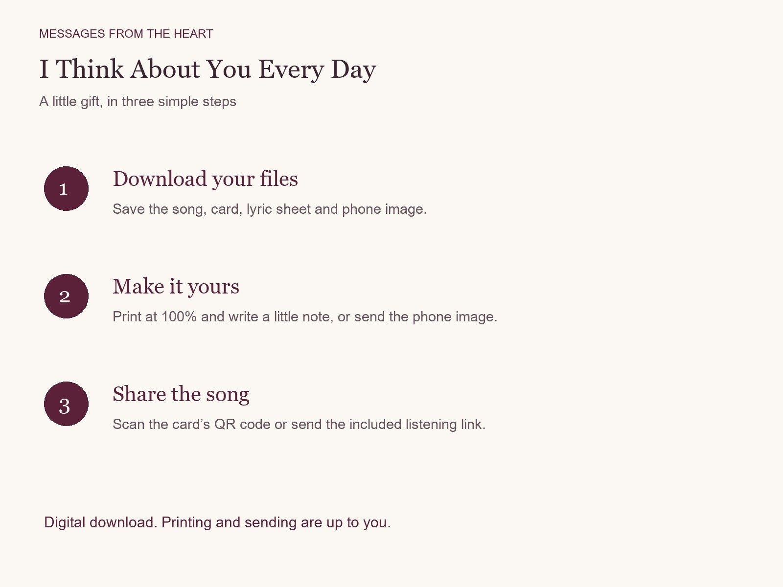 I Think About You Every Day — Printable Song Gift product image (3)