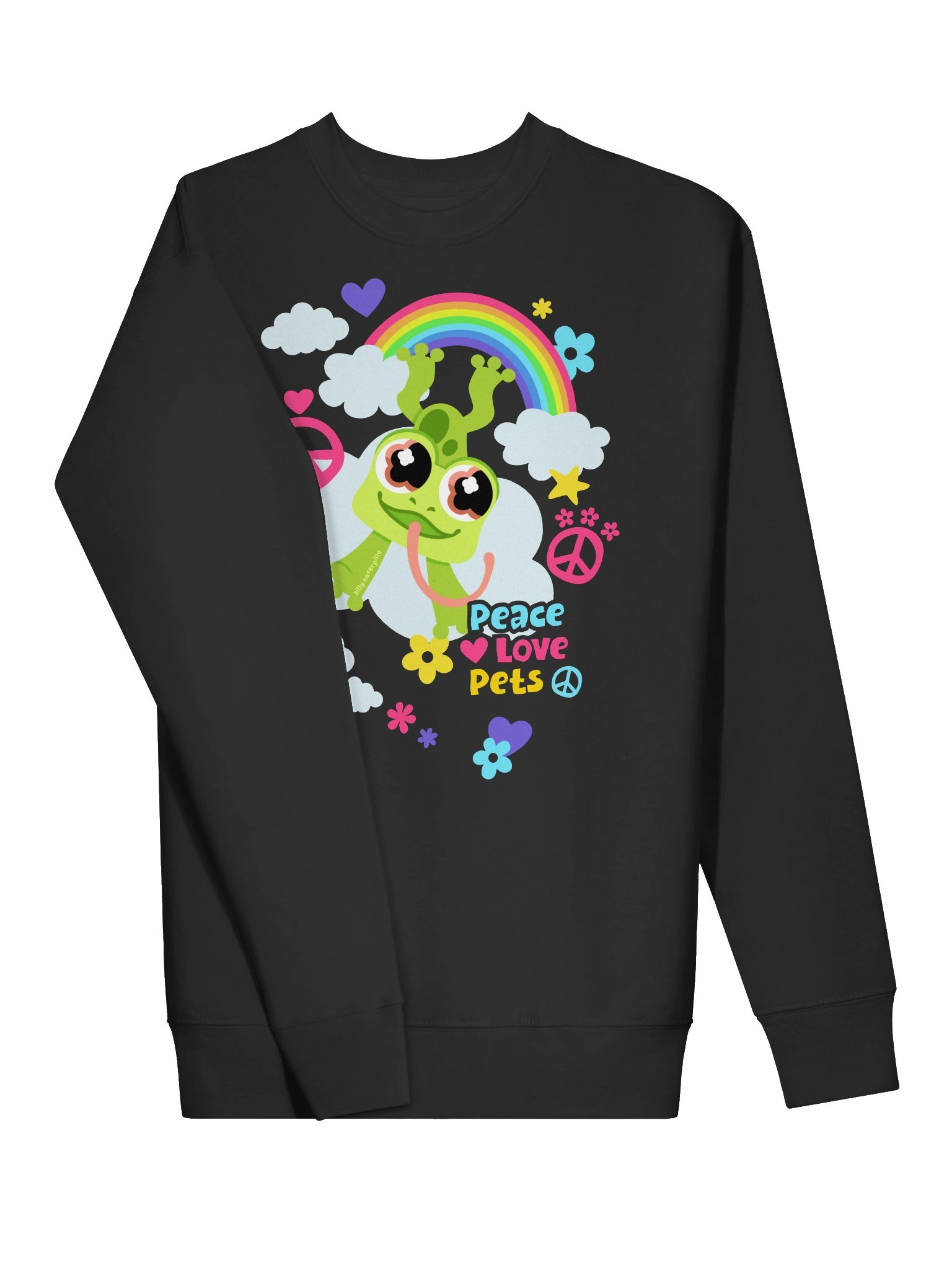 Peace Love Froggy Sweatshirt (dark) product image (3)