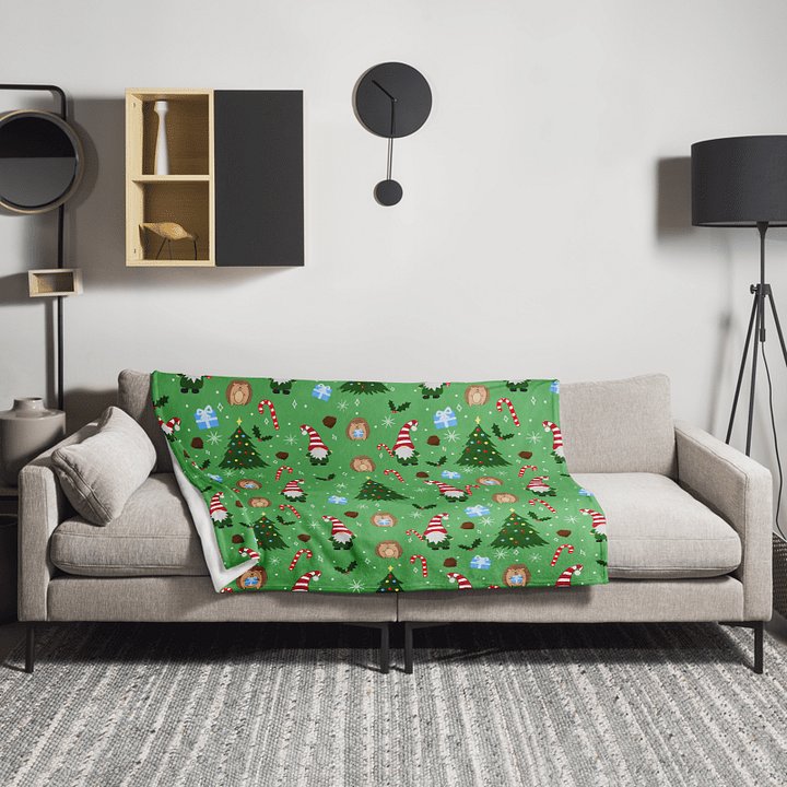 Christmas with my Gnomies in Green Throw Blanket product image (3)