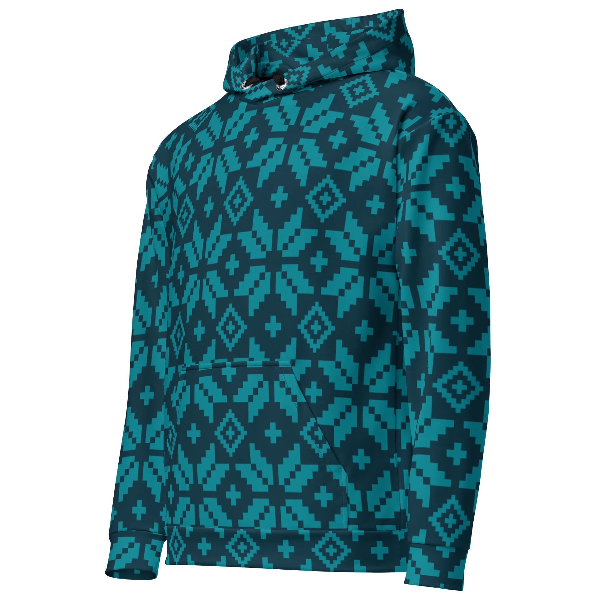 Teal Diamond Geo All-Over Print Hoodie product image (2)