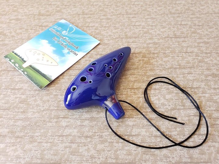 Blue Zelda Ocarina of Time Ceramic Alto C 12 Hole Flute Music Instrument Link Nintendo Birthday Christmas Xmas Gift product image (1)