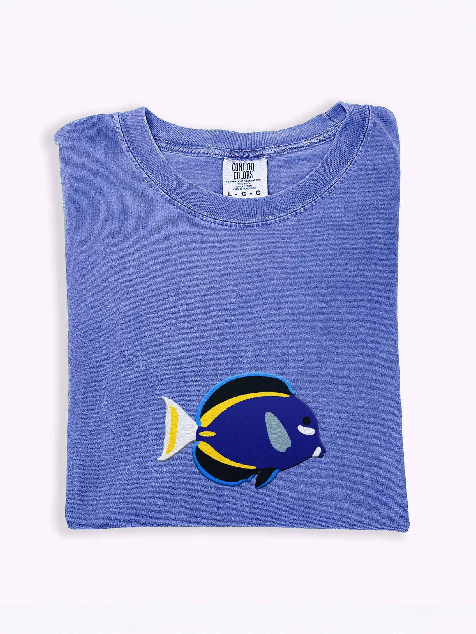 Whitecheek Tang Embroidered Shirt | Reef Aquarium Fish Embroidery Tee | Saltwater Marine Fish Apparel product image (1)