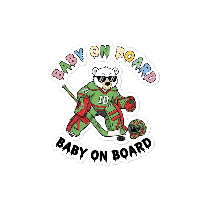 Funny Polar Bear Hockey Baby on Board Sticker - 5x5 Weatherproof Vinyl Car Decal - Premium Sporty Polar Bear Hockey Gift product image (1)